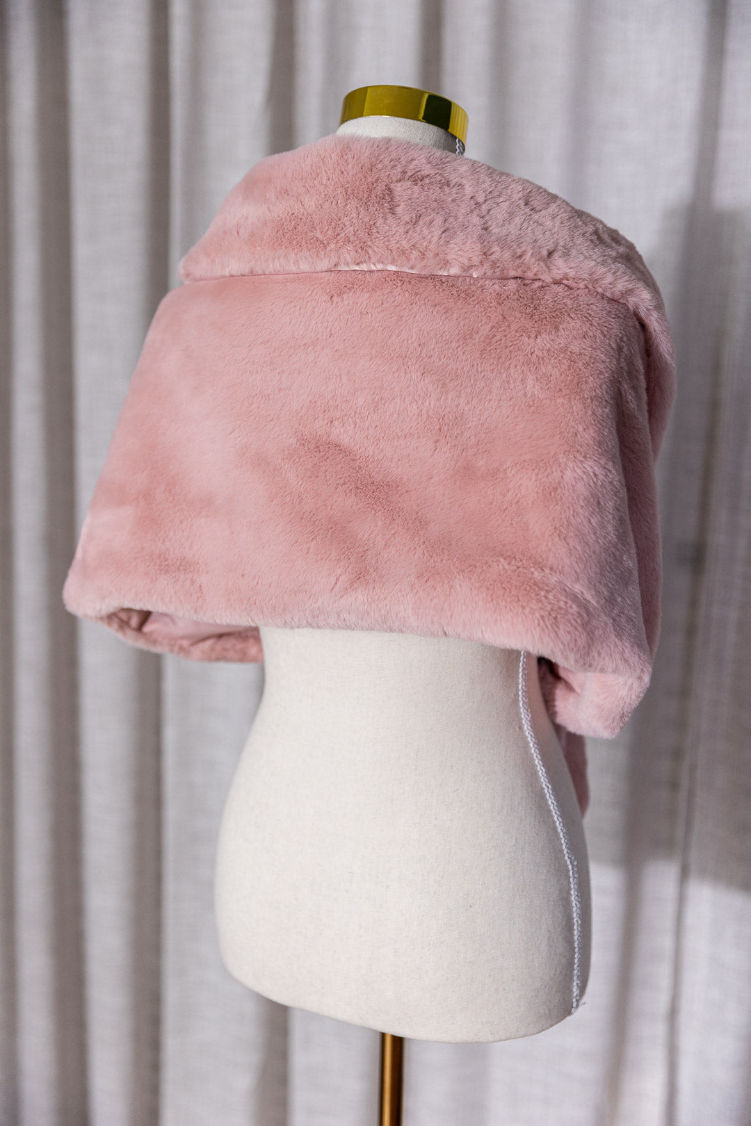 Pink Faux Fur Over The Shoulder Shawl