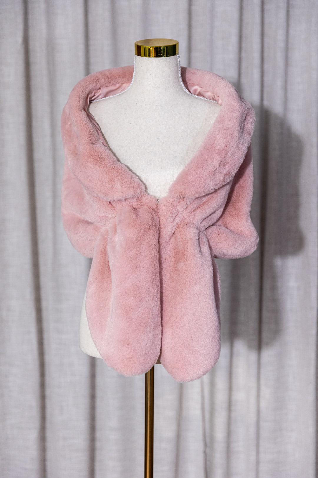 Pink Faux Fur Over The Shoulder Shawl