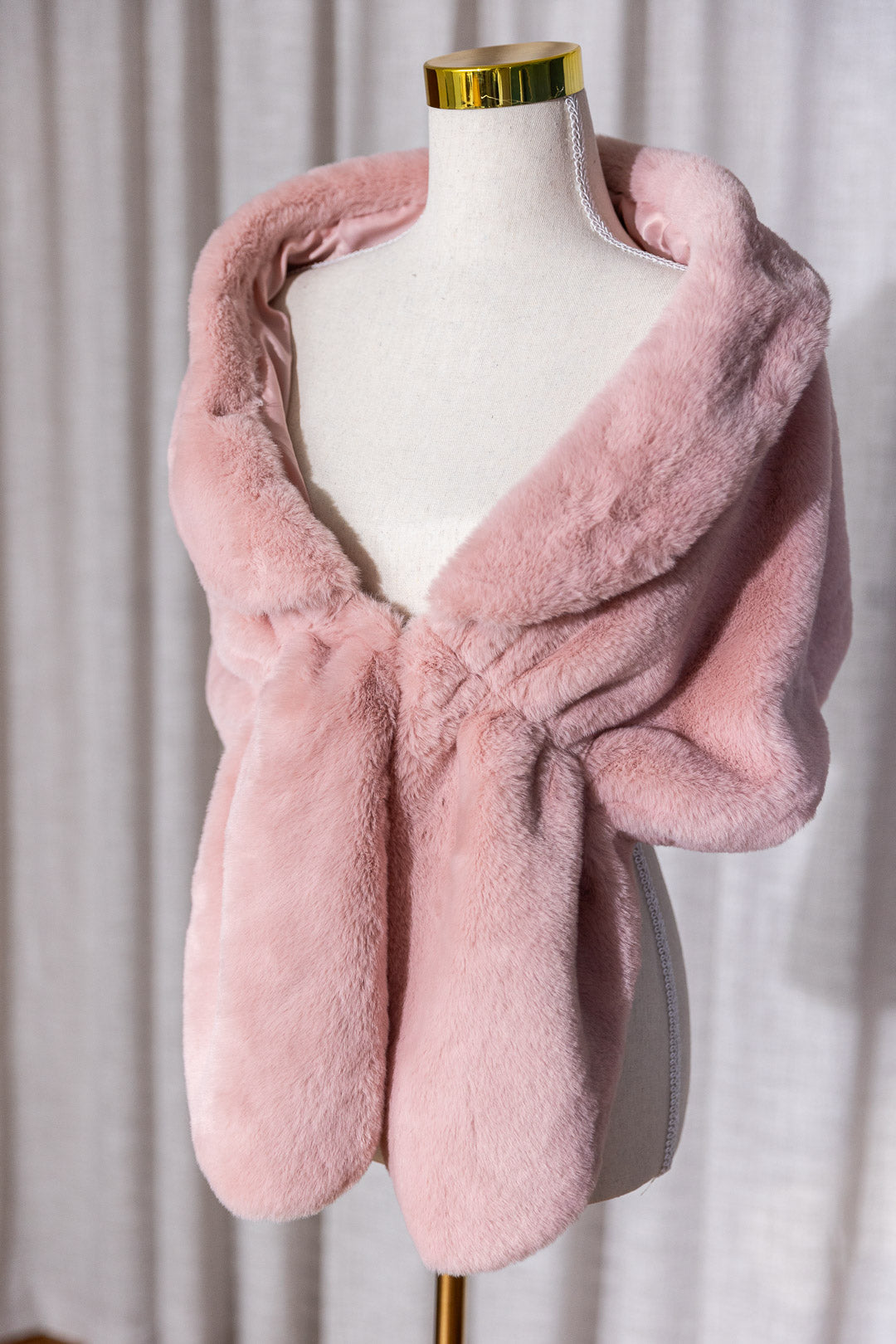 Pink Faux Fur Over The Shoulder Shawl