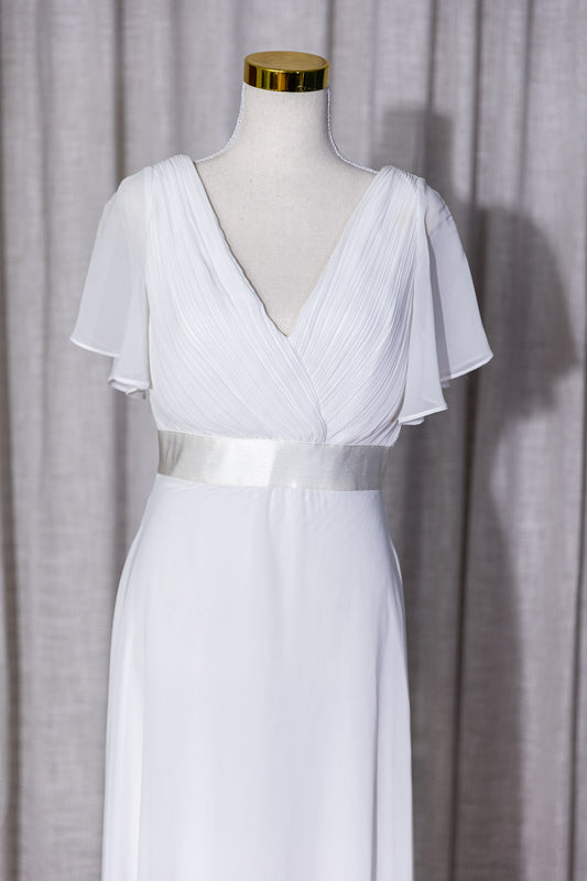 Florence - Pleated Bodice White Wedding Dress