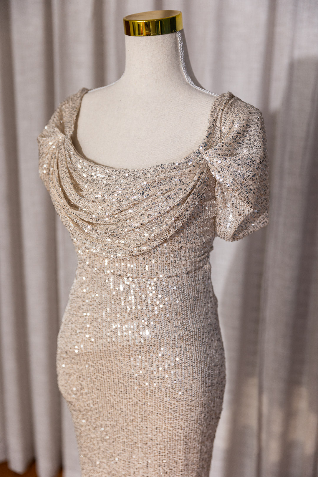 Ariel - Gold and Beige Sequin Long Dress