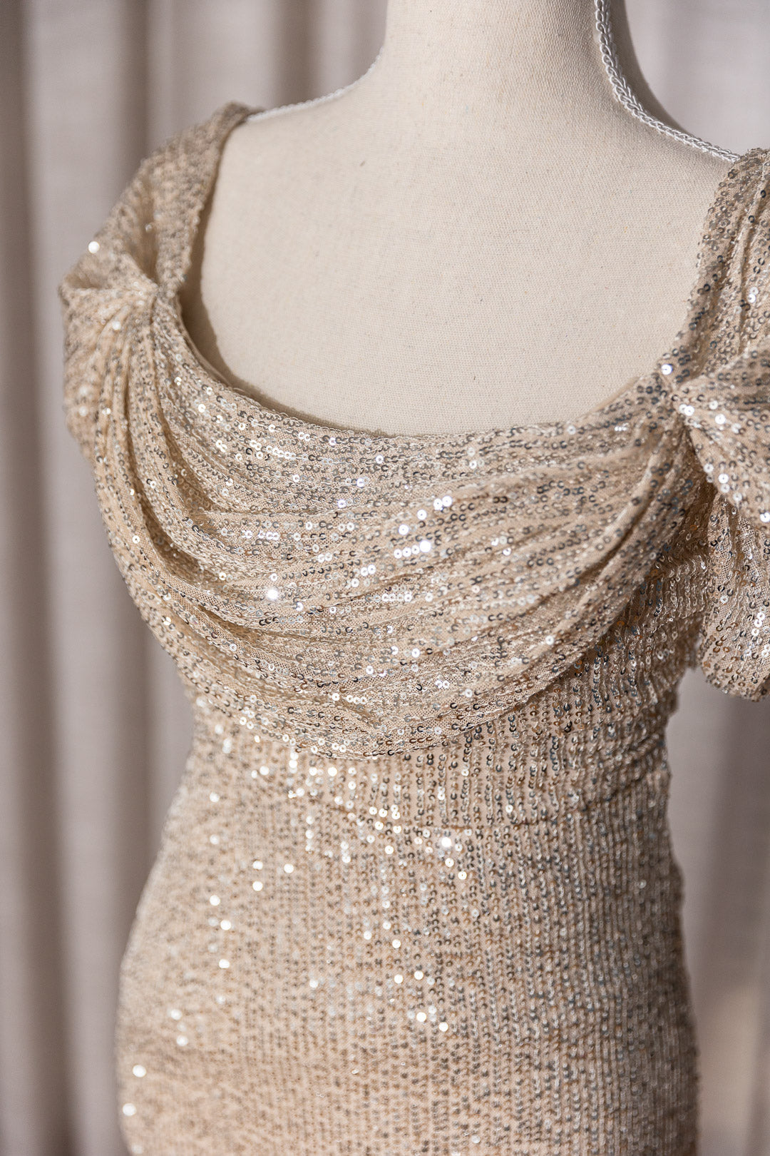 Ariel - Gold and Beige Sequin Long Dress